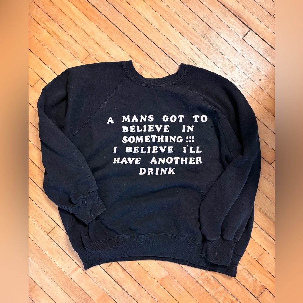 Vintage 80s Black Graphic Crewneck Sweater